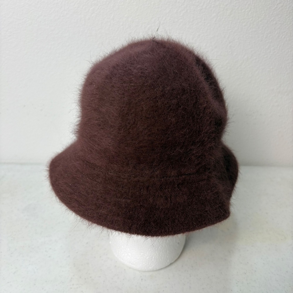 Vintage 100% Angora Rabbit Hair Fuzzy Cloche Bucket Hat Brown RN 105921 - Picture 5 of 6